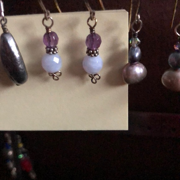 Faceted Blue Lace Agate & Amethyst earrings - Picture 4 of 5